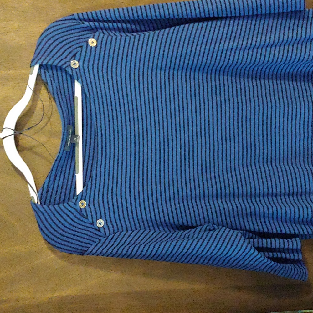 Tommy Hilfiger nautical style blue and gray stripped with a solid gray back.